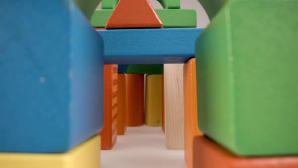 Video Moving Through Wooden Toy Blocks