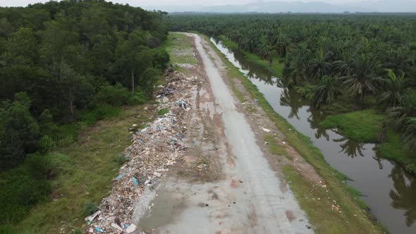 Fly over illegal rubbish dump site