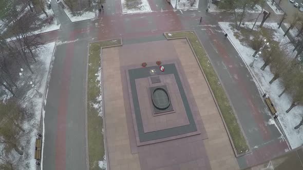 Flying over the Square of Fallen Soldiers, Volgograd