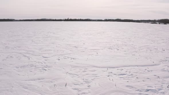 Drone shots of fields of snow