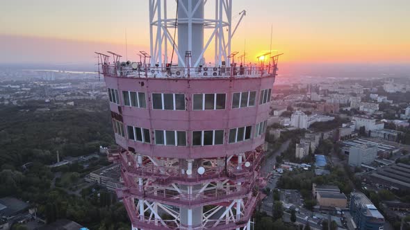 TV Tower in the Morning at Dawn in Kyiv, Ukraine