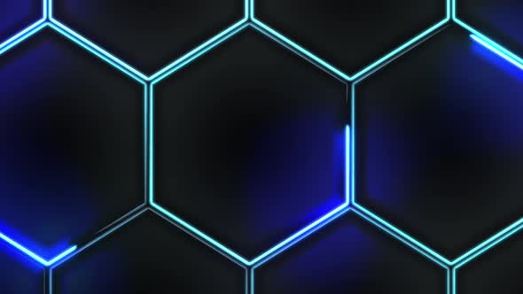 Abstract seamless 4K video animation. Video animation of glowing neon abstraction honeycomb