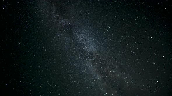 Timelapse of Moving Stars and The Milky Way in Night Sky