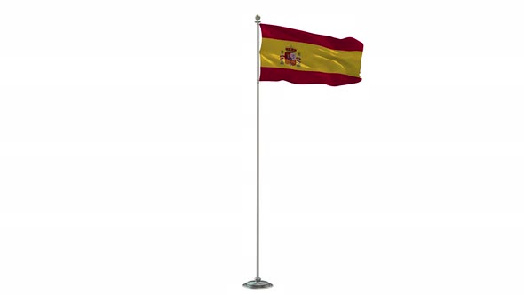 Spain   loop 3D Illustration Of The Waving Flag On Long  Pole With Alpha