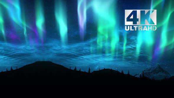 Northern Lights Colorful Aurora Borealis Animation 4k Background Loop