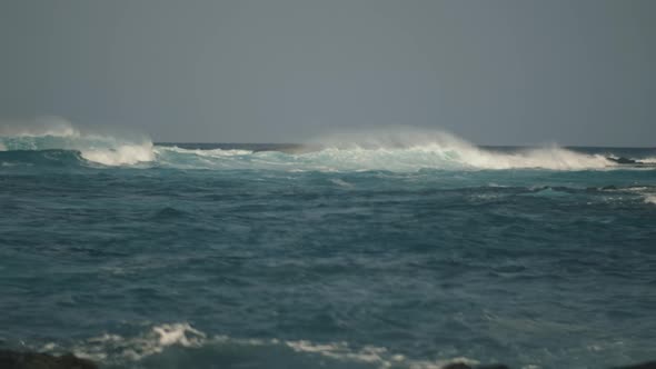 Incredibly Beautiful Huge Waves on the Coast of the Spanish Island of Tenerife in the Atlantic Ocean