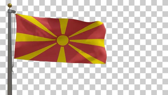 Macedonia Flag on Flagpole with Alpha Channel - 4K