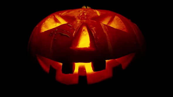 Scary Old Jack-o-Lantern on Black Background