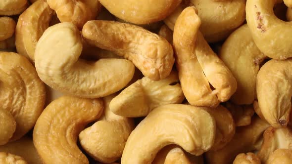 Peeled whole cashew nuts full frame close up