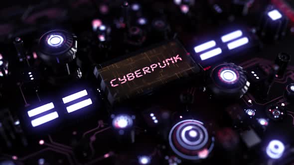 Sci Fi Circuit Technology Background Word Cyberpunk