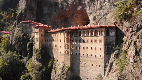 Aerial View of Sumela Monastery Near Trabzon City in Turkey