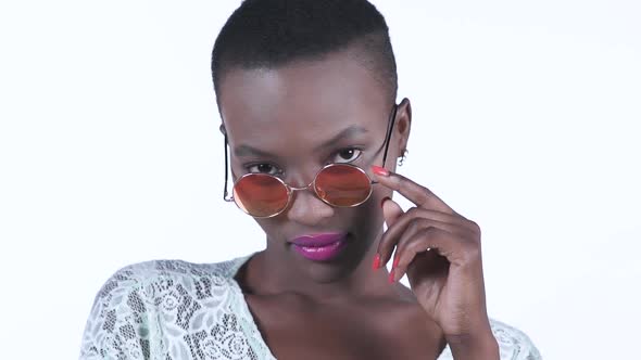 Sensual African Woman Wearing Sunglasses