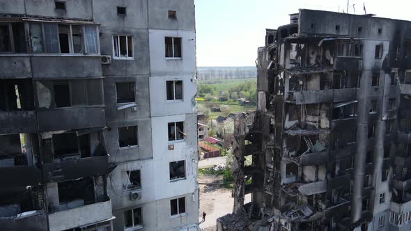 Consequences of the War  Ruined Residential Building in Borodyanka Ukraine