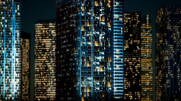 Skyscrapper in the Business Quarter in the Night alt