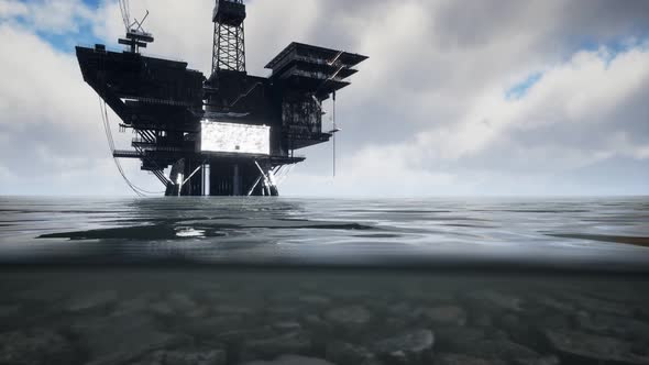 Large Pacific Ocean Offshore Oil Rig Drilling Platform alt