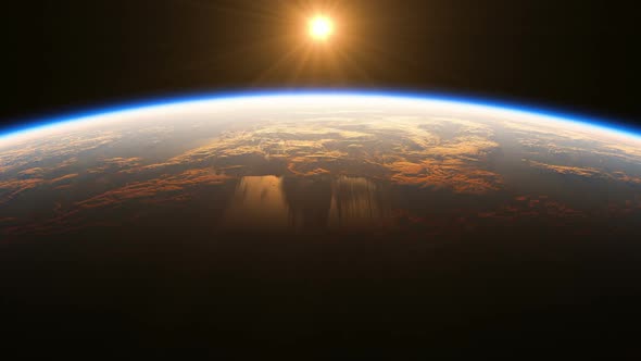 Realistic Sunrise Over The Planet Earth