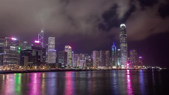 Timelapse Flashing Hong Kong Buildings and Skyscrapers