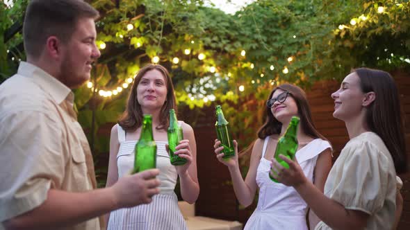 Friends Have Fun at a Beer Party