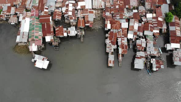 Birds Eye View of a Fishing Village on Gloomy Day