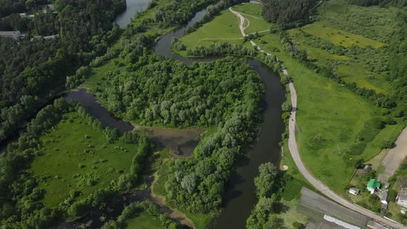 Rural Landscape, River Channels. Dense Forests. Landscape