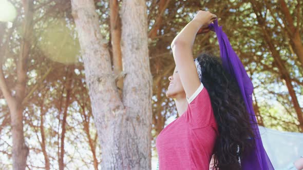 Woman having fun at music festival 4k