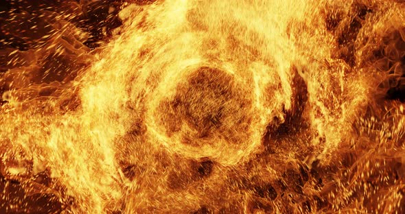 Fire in a tunnel. Fuel burning in a large tunnel at random on back background.  alt