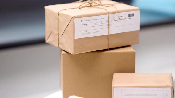 Close Up of Parcel Boxes at Post Office