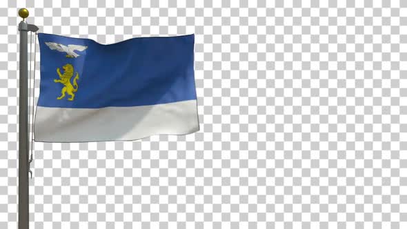 Belgorod City Flag (Russia) on Flagpole with Alpha Channel - 4K