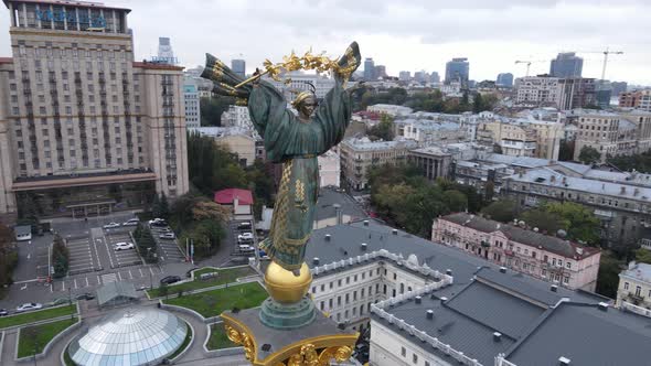 The Symbol of Kyiv, Ukraine - Independence Square Aerial View, Slow Motion