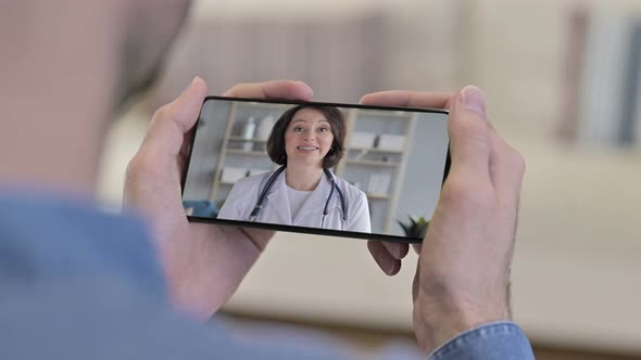 Talking Female Doctor in Smartphone Screen, Video Chat 