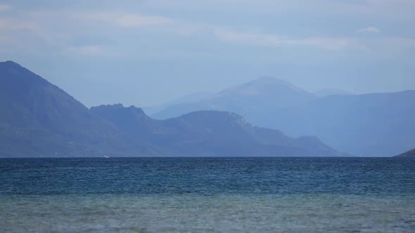 view on mountains and sea in Greece