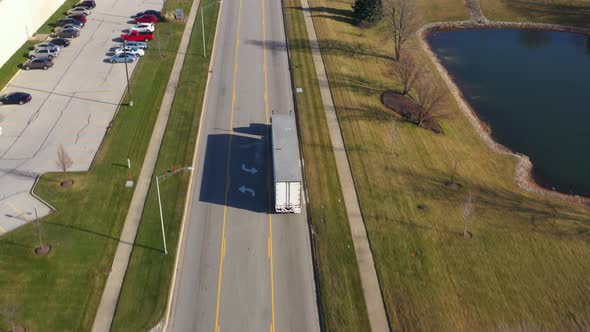 tractor trailers on highway going through logistics area, Bolingbrook, Chicago