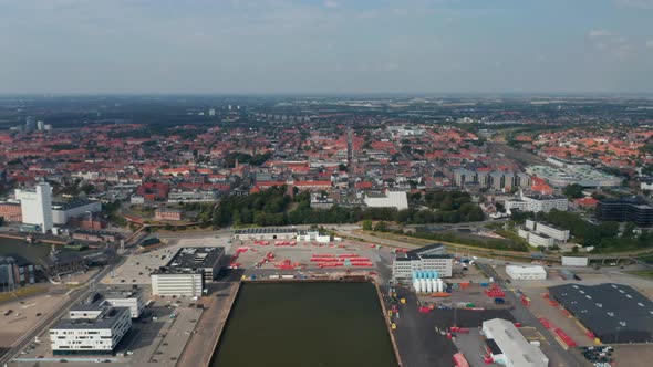 Drone View of the Seaport of Esbjerg Denmark the Second Largest Harbor in North Sea