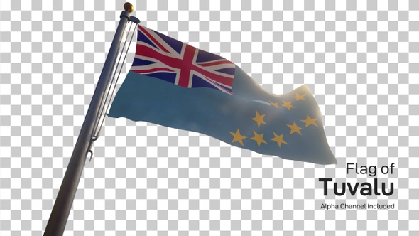 Tuvalu Flag on a Flagpole with Alpha-Channel