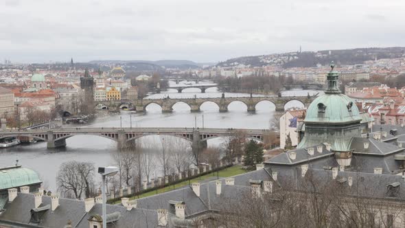 Famous Charles bridge over Vltava river in capital of Czechia  3840X2160 UHD footage - Czech Republi