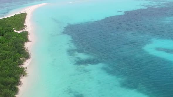 Drone view sky of exotic seashore beach by sea with sand background