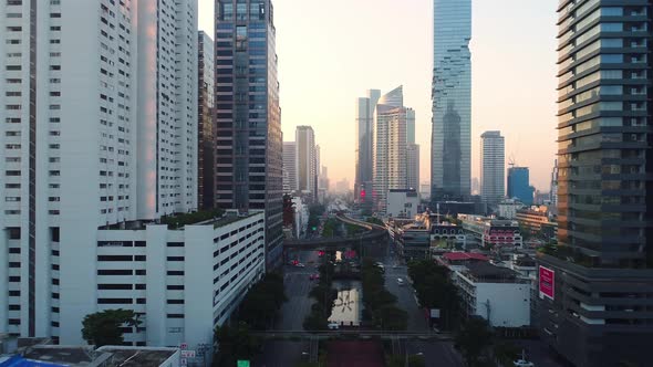 4K aerial drone footage of Bangkok skyline.