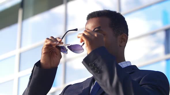 handsome businessman with sunglasses