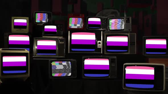 Genderfluid Pride flag and Retro TVs.