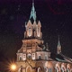 Night Stars Timelapse Red Brick Old Kostel Catholic Church Cathedral - VideoHive Item for Sale