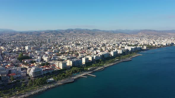 Aerial: The cityscape of Limassol, Cyprus