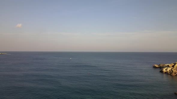 Nice view of the cliffs by the sea. View of the sea surf near the rocks on the sea. Cyprus.