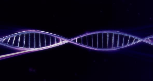 Double helix. Spiral DNA structure in blue. Abstract background. 3d loop animation