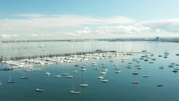 Warm Sunny Beach Melbourne City St Kilda Drone Cinematic Footage