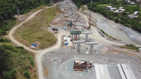 Building Bridge Via Workers Aerial