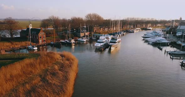 Muiderslot Port With Boats, Netherlands