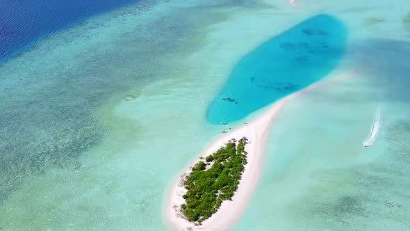 Drone abstract of exotic coast beach trip by blue water and sand background