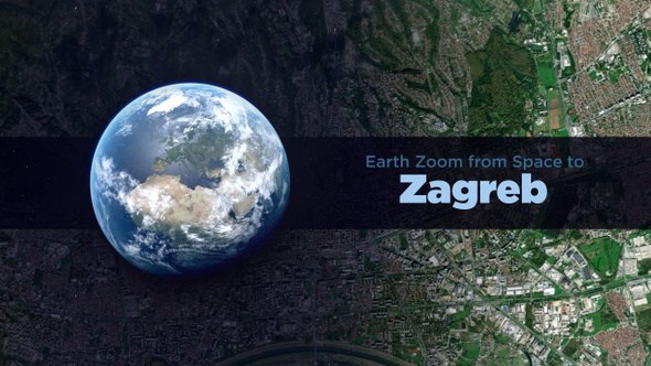 Zagreb (Croatia) Earth Zoom to the City from Space