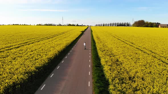 Longboarding on road with rapsmark on both sides. South Sweden part2