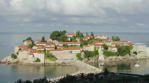 Sveti Stefan Is a Tourist Town By the Sea. Montenegro. Day